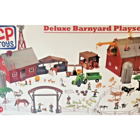 Barnyard Country Farm Playset 35 Animals 10 Figures Tractor Windmill 100 pc